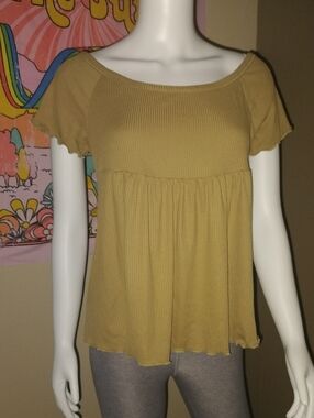 Earthbound Trading Co Babydoll Peplum Top Sz M